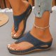 thumbnail image 5 of Mujeres Zapatos de Caminar Estilo Hueco Fuera de Tacón de Cuña Sandalias, Cojines Del Dedo Del Pie para Zapatos Más Tamaño Mula Primavera Verano Cómodo, 5 of 9