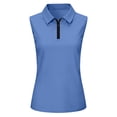 thumbnail image 6 of Womens Sleeveless Golf Shirt Quarter Zip Polo Top With Collared Neck For Sports Casual Wear Summer Golf And Activewear Outfits, 6 of 7