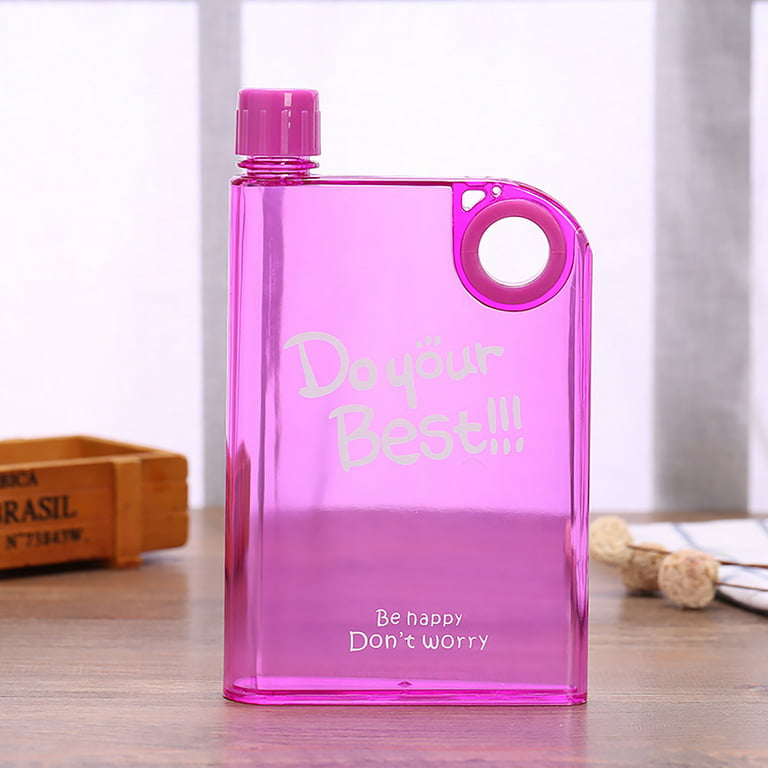 Reusable Slim Flat Water Bottle 420ml Portable - Fits in Pocket &Random Corner.Portable Cup for School,Sports, Travel, Dining Time