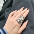 thumbnail image 3 of Vintage Beetle Insect Statement Ring for Women Men Adjustable Expandable Pest Moth Animal Halloween Wide Wrap Band Rings Comfort Fit Creative Holiday Jewelry, 3 of 12