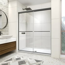 56-60" W x 70" H Double Sliding Framed Shower Door, with Clear Tempered Glass, Matte Black Finish