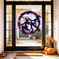 thumbnail image 4 of WWC Halloween Wreath, Purple LED Witch and Bats Wreath, Gothic Halloween Decorations Wreath for Front Door and Fireplace, Indoor Outdoor Party Decor, 4 of 7