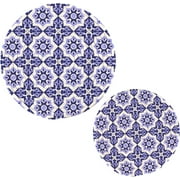 Talavera Ceramic Tile Table Trivets for Hot Dishes Round Trivet Mat 2PCS Kitchen Potholders Heat Resistant Pot Holder for Bowl Teapot