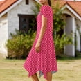 thumbnail image 5 of TaTaai Women's Polka Dot Flutter Sleeve Dress Short Sleeve Round Neck Midi Casual Dress with Irregular Hem Lightweight Stretchy Gift, 5 of 6