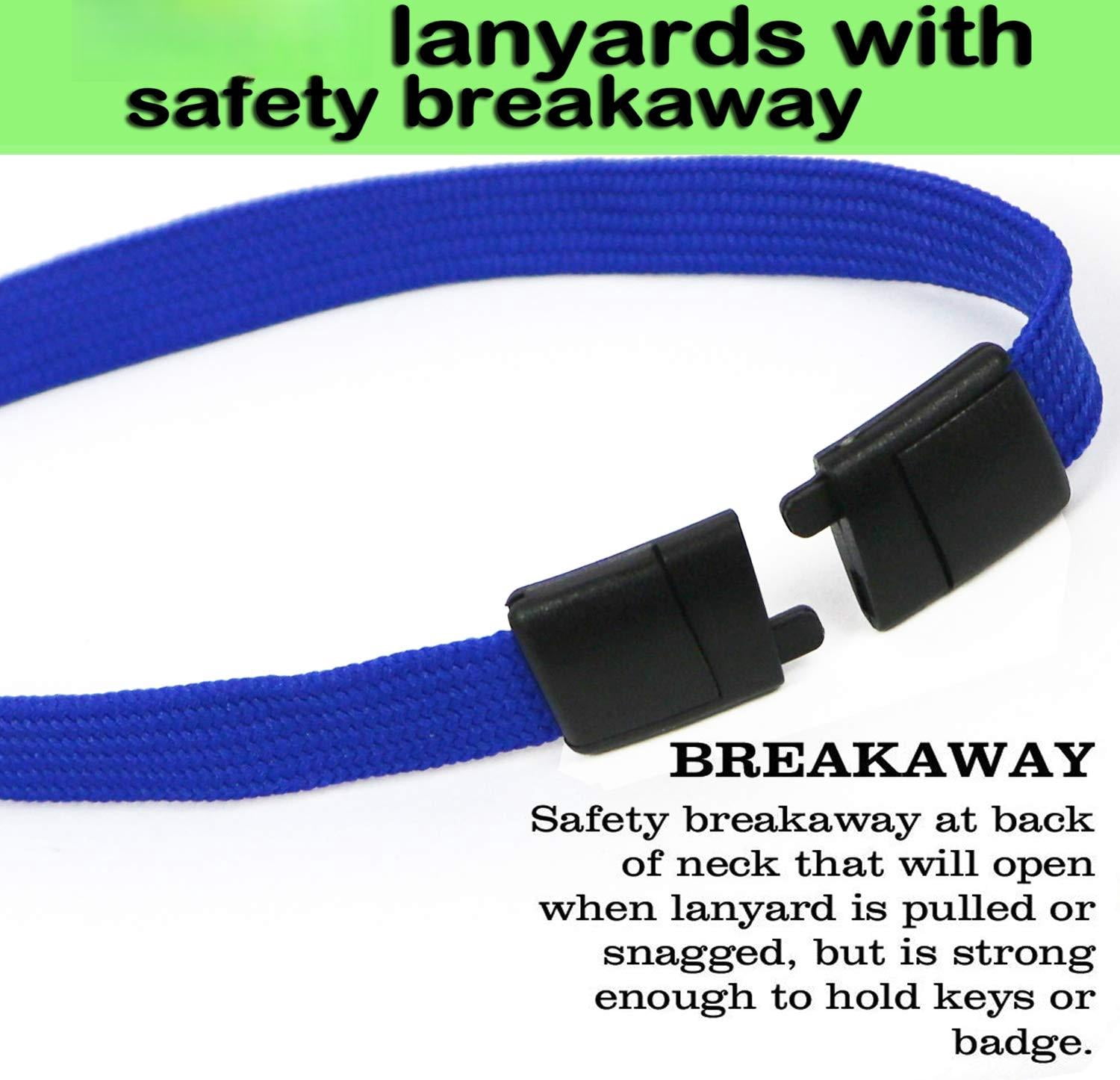 25 Pack Breakaway Lanyard With J-hook Bulk Flat Lanyards For Name Tag Id Badges (blue  25 Pack)