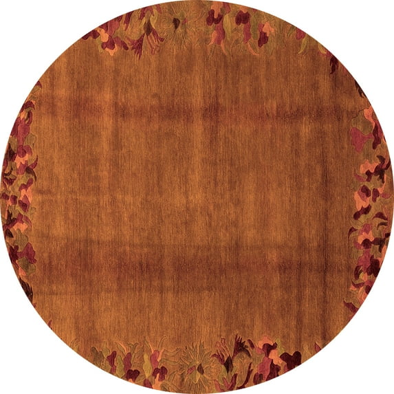 Ahgly Company Indoor Round Abstract Orange Modern Area Rugs, 4' Round