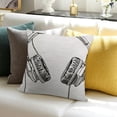 thumbnail image 3 of Music Throw Pillow Cushion Cover, Sketch Style Hand Drawn Headphones Radio Art Illustration, Decorative Square Accent Pillow Case, Grey and White, 3 of 5