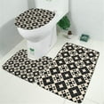 thumbnail image 2 of Black Beige Checkerboard Checkered Pattern Bathroom Rugs Sets 3 Piece,Toilet Cover Set,Absorbent Non Slip Bathroom Mats Sets with U-Shaped Contour Rug Toilet Rug Set, 2 of 5