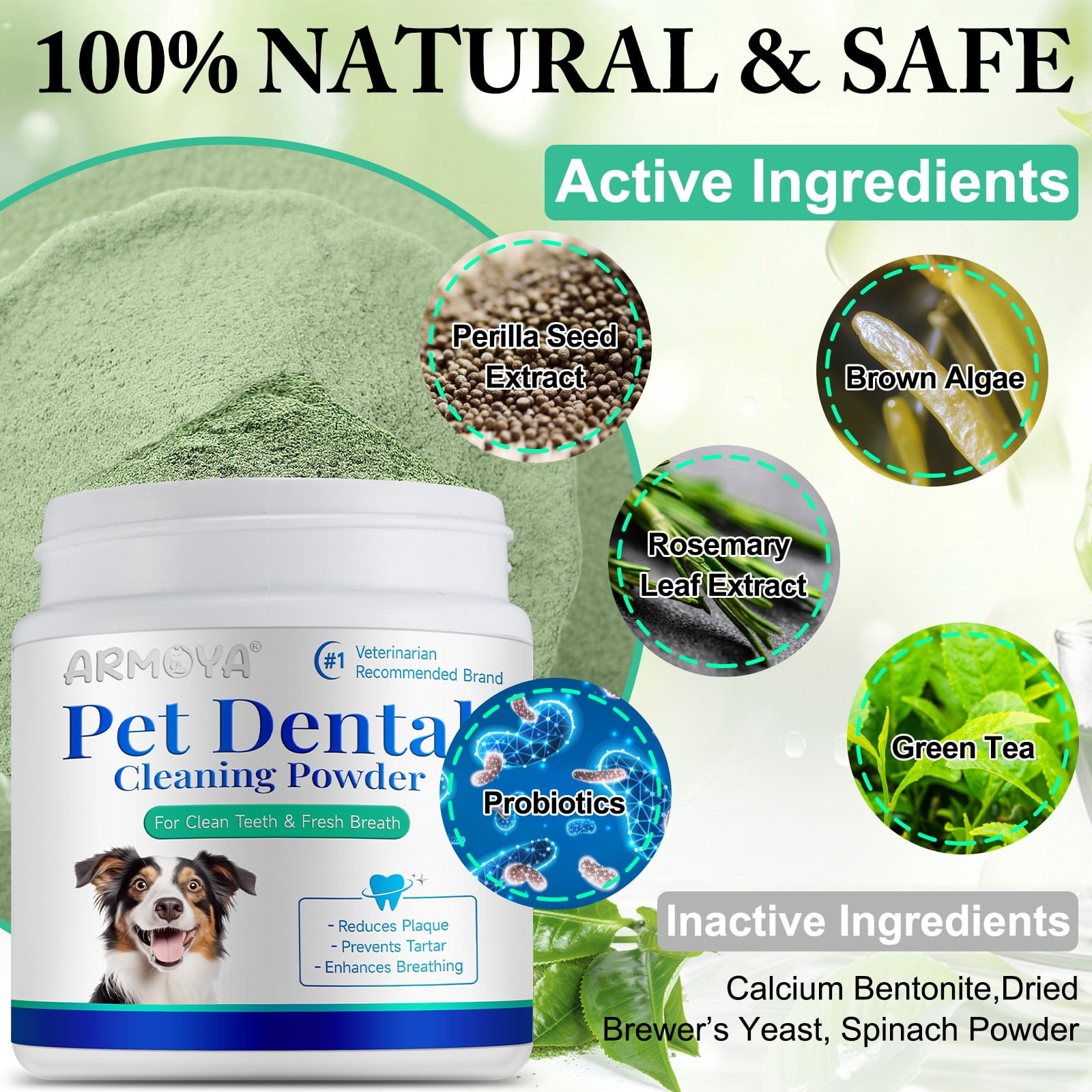 Petpya Dental Powder for Dogs Teeth - Dog Dental Powder - Pet Dental Cleaning Powder - Dog Plaque & Tartar Remover - Reduce Bad Breath - Teeth Cleaning Made Easy - Dog Grooming - Pet's Oral Care 2pc