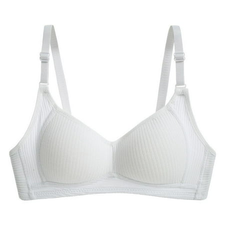 

Cotton Girly Sweet Bra Striped Comfortable Breathable Candy Color Gathering Adjustable Casual Daily Bralette For Young Lady