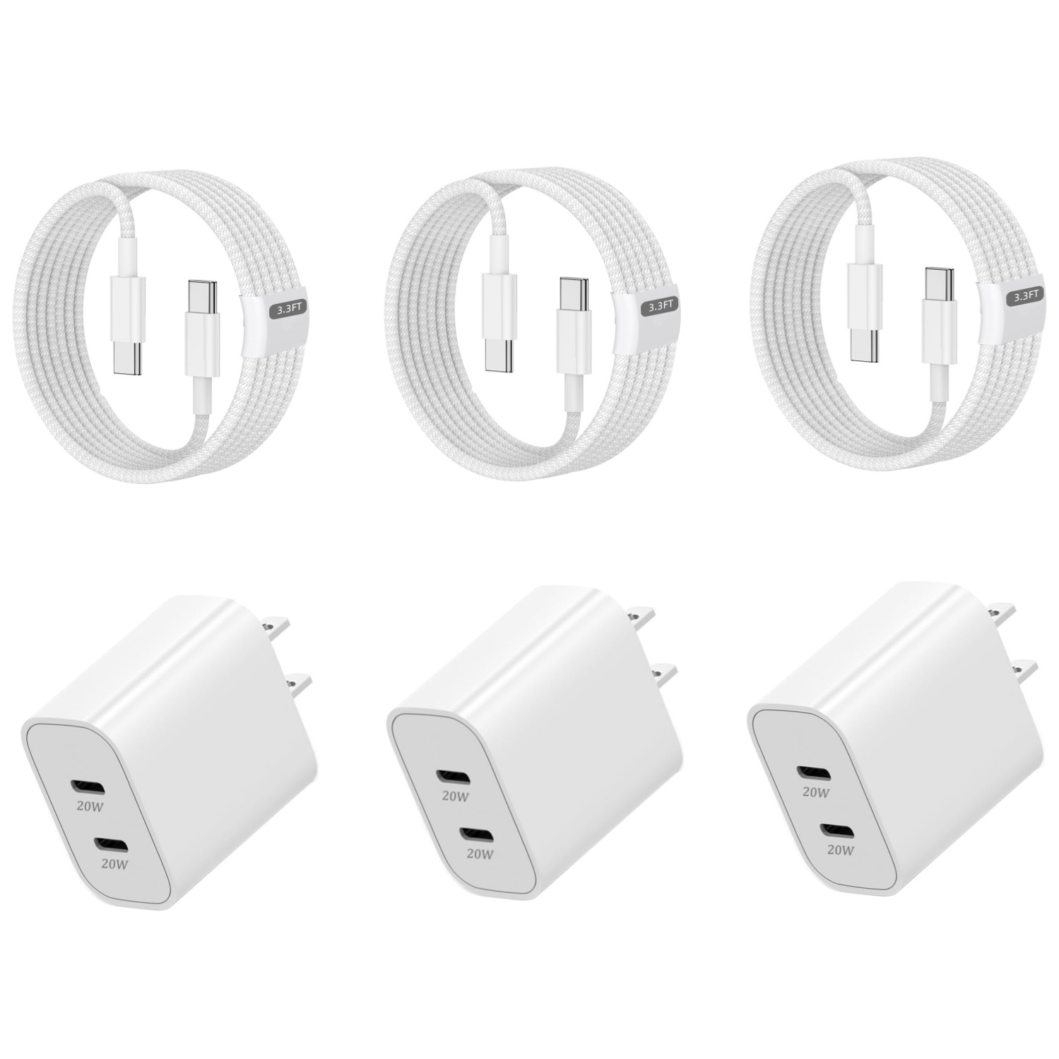 iphone15 16 17charger Fast 20W USB C Wall Charger Block with 3.3FT Long Type C Charging Cable for IPhone16/15/Plus/Pro/Max,For ipad 13/12.9/11/10.9/Air 6/5/4/Mini 6th 8.3 Inch,for Samsung/LG/Motorola
