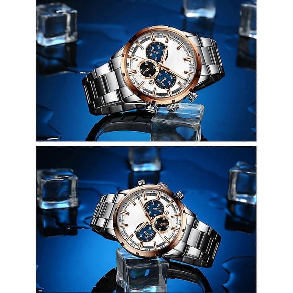CURREN 8355M Men Quartz Watch Stainless Steel Band Fashion Multifunction Wristwatch 3ATM Luminous Display Chronograph Calendar Date Watches