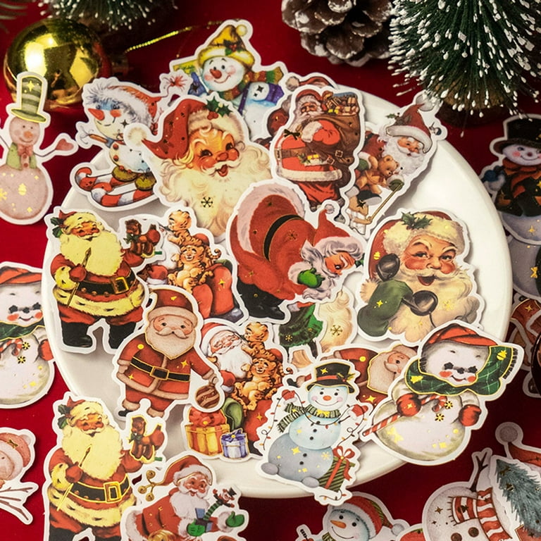 Mightlink 30pcs Christmas Sticker Santa Claus Snowman Xmas Tree Sticker DIY Self-Adhesive Stickers for Home Christmas Decor, Size: 6