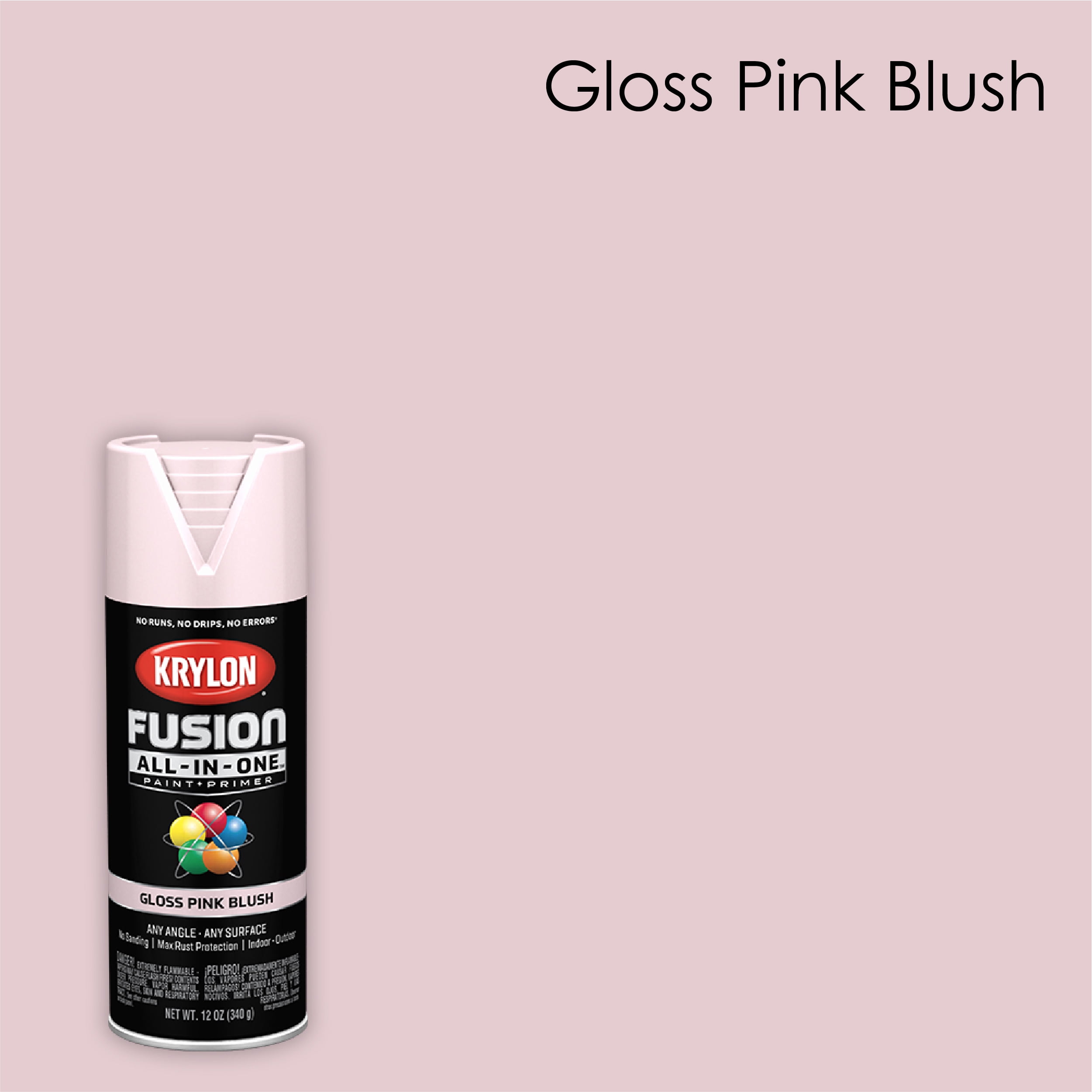 Krylon Fusion AllInOne Spray Paint, Gloss, Pink Blush, 12 oz