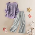 thumbnail image 6 of NMMUED Two Piece Sets for Women Summer Womens Linen Set Summer Lounge Sets for Women Pants Sets Women 2 Piece Outfits Travel Outfits for Women, Purple M, 6 of 9
