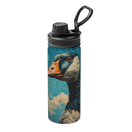 

Uemuo Blue Watercolor Duck 18OZ Insulated Kettle Sports Water Bottle Stainless Steel Kettle Vacuum Insulated Flask Flip Lid Travel Mug