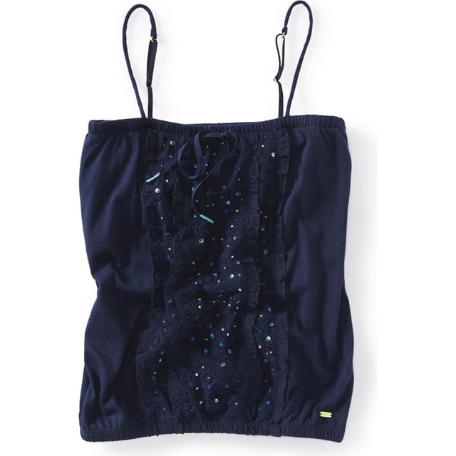 Aeropostale Womens Bead Sequin Bandeau Tank Top, Azul, X-Large Aeropostale Camiseta sin mangas