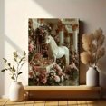 thumbnail image 6 of Romantic White Horse Canvas Art, Floral Pastel Fantasy Print, Gold Accent Boho Home Wall Decor, 6 of 8