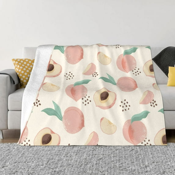 XMXT Throw Blanket, Pink Peaches Print Machine Washable Blankets for Sofa, 40 x 30 inches