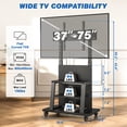 thumbnail image 2 of RTVR Rolling TV Cart Stand on Wheels for 37-75 inch TVs with Storage Shelves, Reinforced Wide Base up to 150lbs, Black, 2 of 9