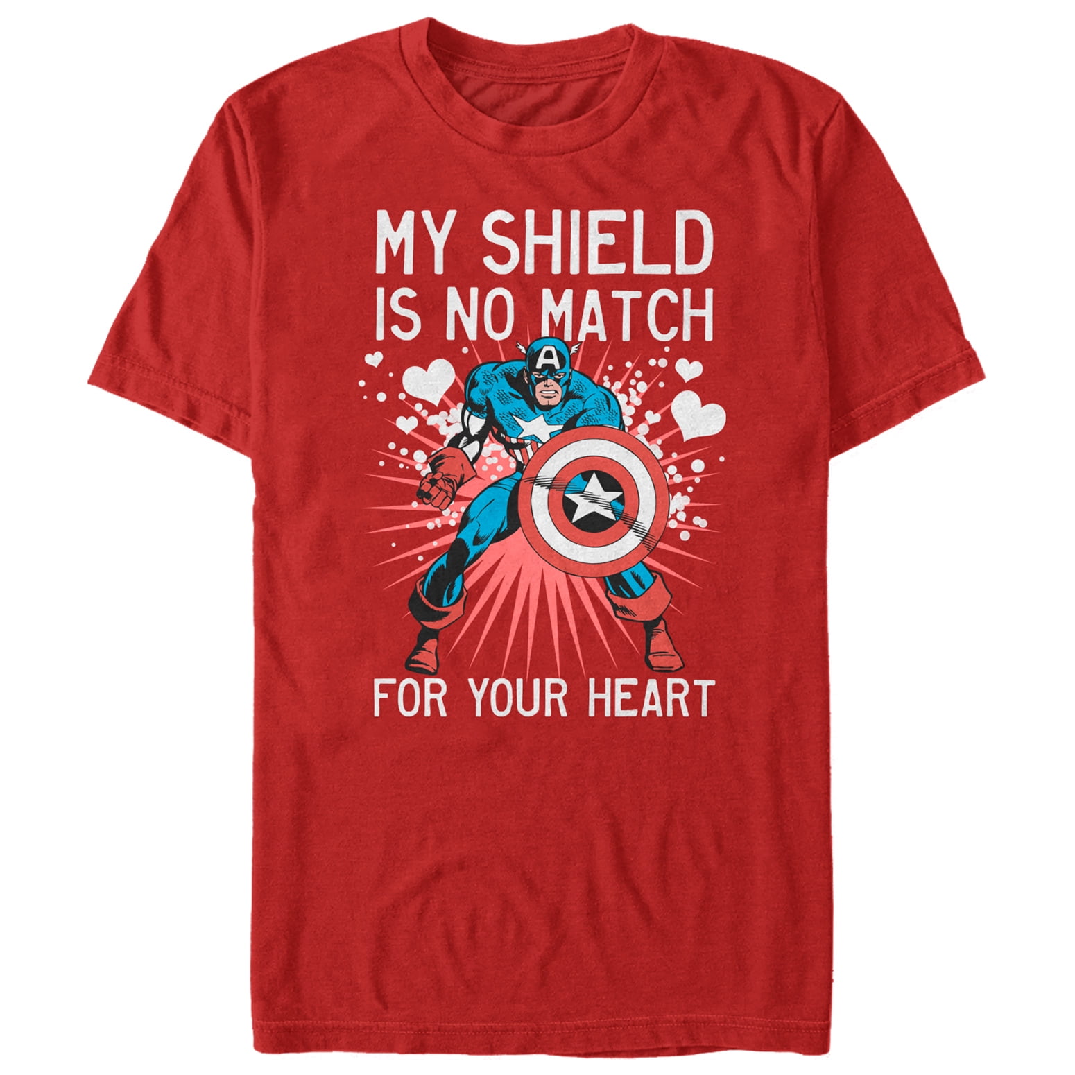 Men s Marvel Valentine Captain America No Shield For Heart Graphic Tee