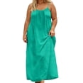 thumbnail image 2 of felwors Plus Size Maxi Dresses for Curvy Women Backless Cami Linen Dress Flowy Spaghetti Strap Midi Dress Long Summer Dresses (Mint Green, XL), 2 of 5