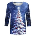 thumbnail image 4 of cocolona Christmas Shirts for Women Crew Neck 3/4 Sleeve T-shirt Plus Size Fall Tops Xmas Tree Print Blouses Graphic Tees Christmas Holiday Gifts, 4 of 5