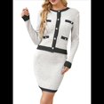 thumbnail image 1 of Conjunto de 2 Piezas de Cárdigan Estilo Preppy para Mujer, Falda, Top de Punto Informal de Larga con Botones y Falda Ajustada. Albaricoque L, 1 of 8