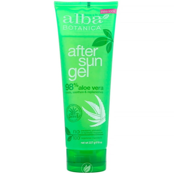 Alba Botanica After Sun Gel 98% Aloe Vera 8 Ounce