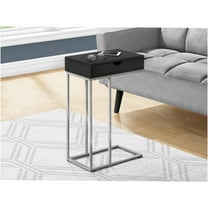 JERFIT Modern C-Shape Sofa Side Table with Drawer, Black Snack Accent Table for Living Room & Bedroom