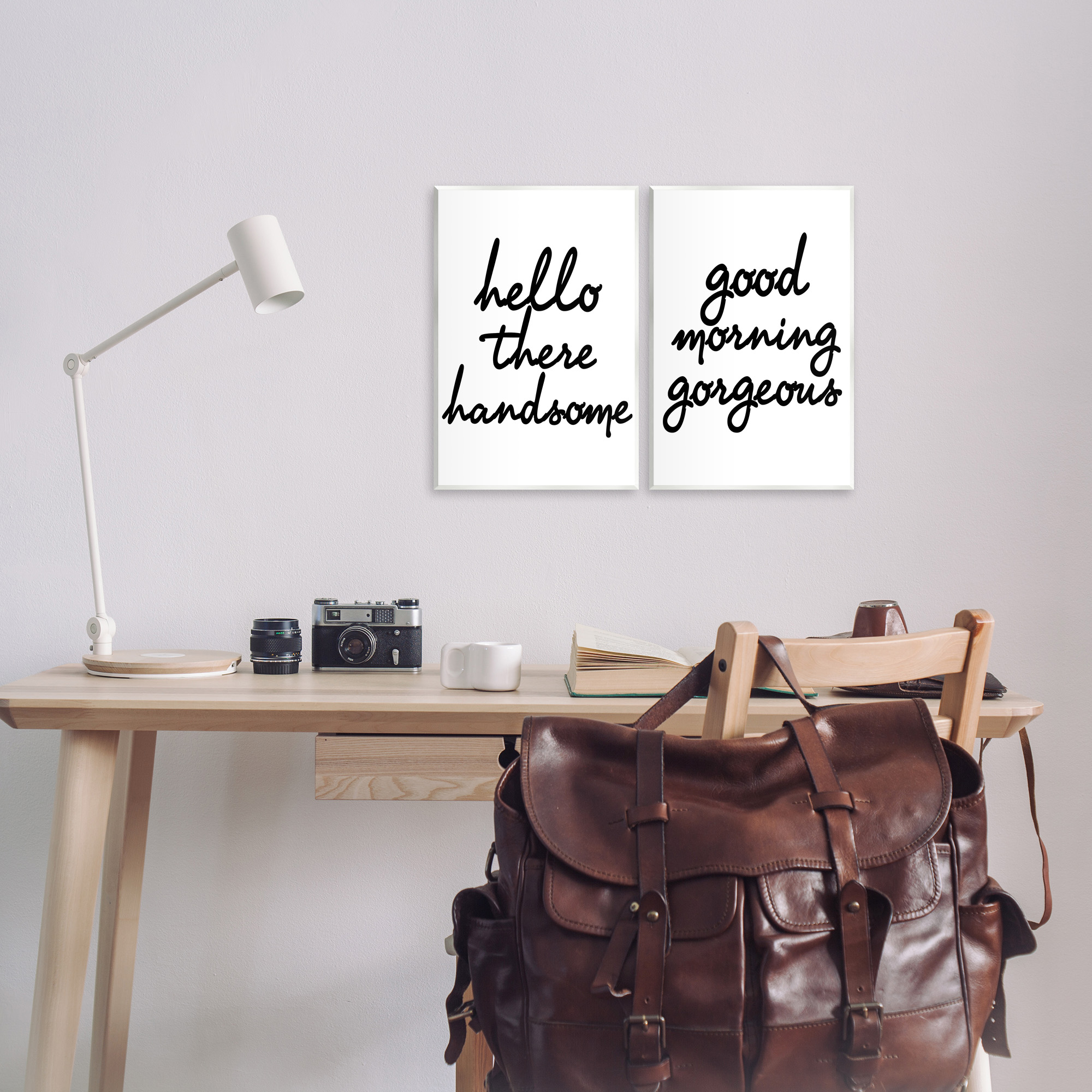 Stupell Industries Handsome & Gorgeous Greetings Inspirational Painting Unframed Art Print Wall Art, 10 x 15, Set of 2
