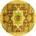 thumbnail image 1 of Ahgly Company Indoor Round Abstract Yellow Modern Area Rugs, 7' Round, 1 of 4