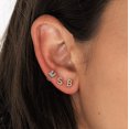 thumbnail image 3 of 18K Solid White Gold Natural Diamond Initial 'I' Letter Mix & Match SINGLE Stud Earring (Half Pair), 3 of 4