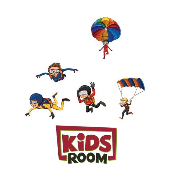 Skydivers Kids Wall Decal - Vinyl Wall Sticker Skydiving Wall Art - Modern Design Sport Decor for Kids Room , Bedroom,Boys Girls Room- Removable Wall Mural Art -Size : 36" x 40".