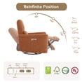 thumbnail image 3 of CHITA Electric Power Recliner Swivel Glider Set of 2, Upholstered Faux Leather Nursery Chair Living Room Reclining Sofa Chair, Terracotta, 3 of 17