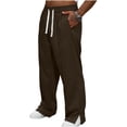 thumbnail image 4 of Mens Athletic Sweatpants Split Hem Elastic Waist Casual Sweatpants With Back Pocket Solid Color Loose Fashion Lounge Trousers, 4 of 6