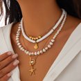 thumbnail image 6 of NICKSUN 18K Gold-Plated Pearl Layered Stack Chain Necklace Set Jewelry for Women Pearl Bohemian Style, 6 of 11