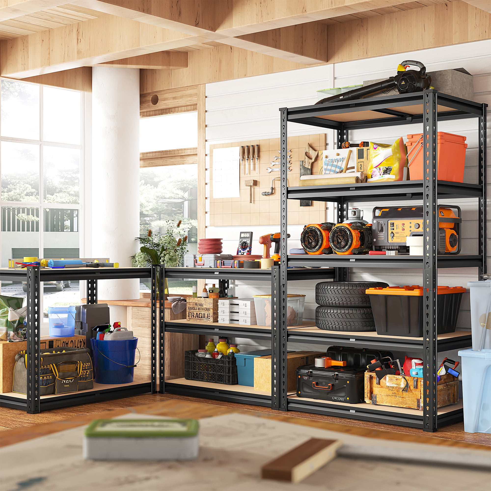 REIBII 2000LBS Garage Shelving 5-Shelf Boltless Storage Shelf Unit, Holds up to 400 lb Per Shelf