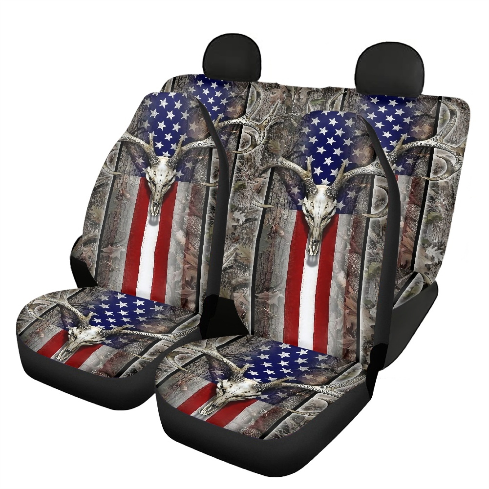 Xoenoiee Forest Hunting Camo Car Seat Covers with Back Split Bench Seat