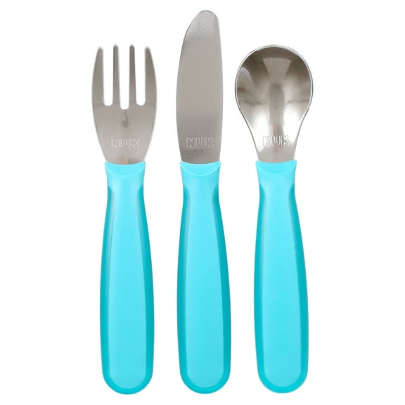 NUK Kiddy Cutlery, Utensil Set, 18  Months, Blue, 3 Count