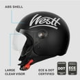 thumbnail image 5 of Westt S Black ABS Half Helmet, DOT Approved, with Additional Padding, 5 of 9