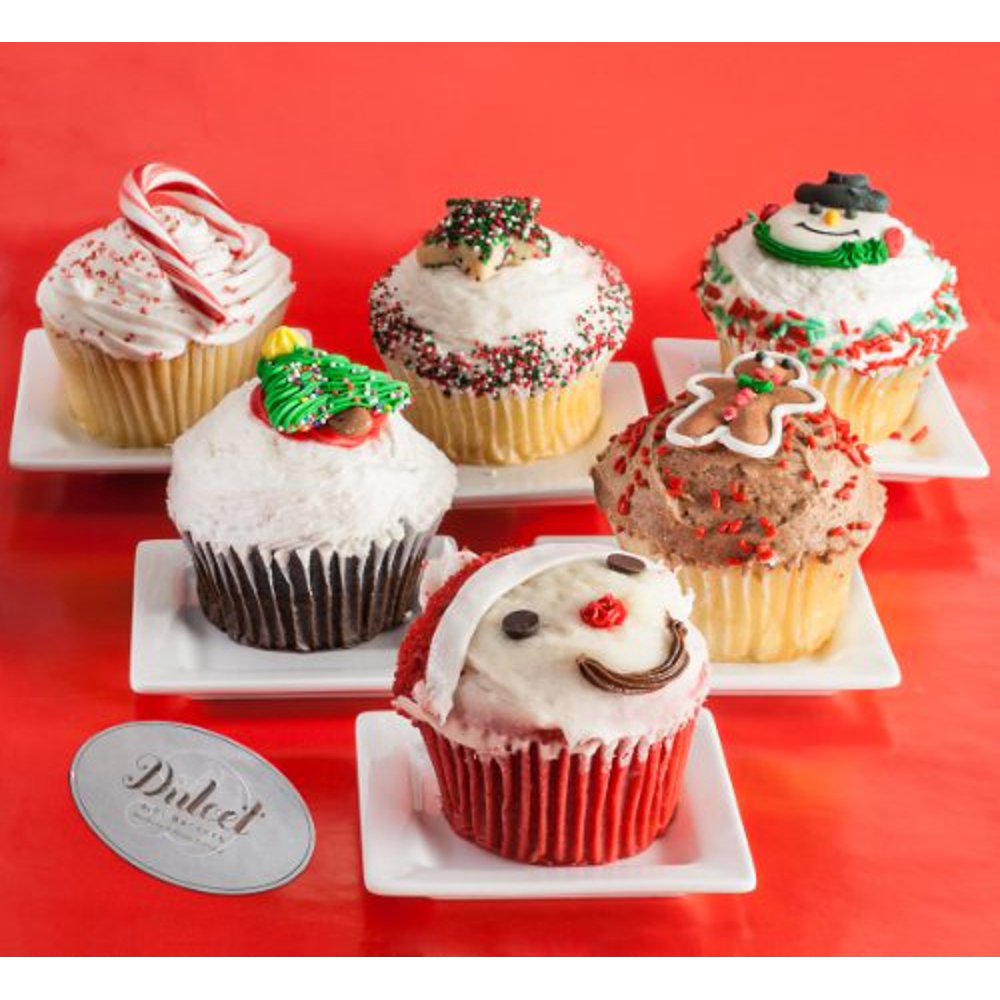 Dulcet's Christmas Assorted Festive Cupcake Gift Basket