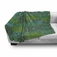 thumbnail image 3 of Floral Soft Flannel Fleece Throw Blanket, Green Tone Monochrome Nature Themed Pattern with Swrils, Cozy Plush for Indoor and Outdoor Use, 70" x 90", Emerald Jade Green, by Ambesonne, 3 of 6