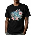 thumbnail image 2 of Men's T-Shirt Turquoise Sea Turtle Pink Flowers Short Sleeve Casual Tee Classic Crew Neck T-Shirt for Men, XL, 2 of 7