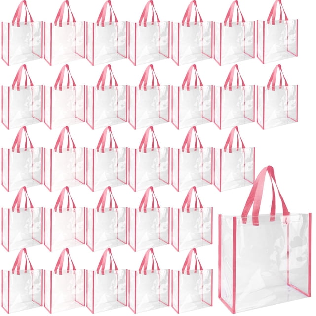 Bolsa Eccliy, 30 unidades, PVC transparente, 30 x 30 x 15 cm, color rosa