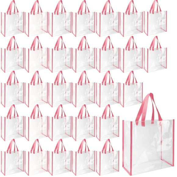 Bolsa Eccliy, 30 unidades, PVC transparente, 30 x 30 x 15 cm, color rosa