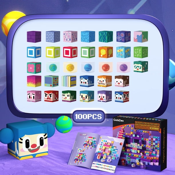 150 Pcs Blocs Magnétiques : Jouets de Construction Aimant pour Enfants de 4 à 8 Ans, Cubes Sensoriels STIM de Construction pour Tout-Petits, Ensemble Monde Aimant de Mine à Construire pour Garçon