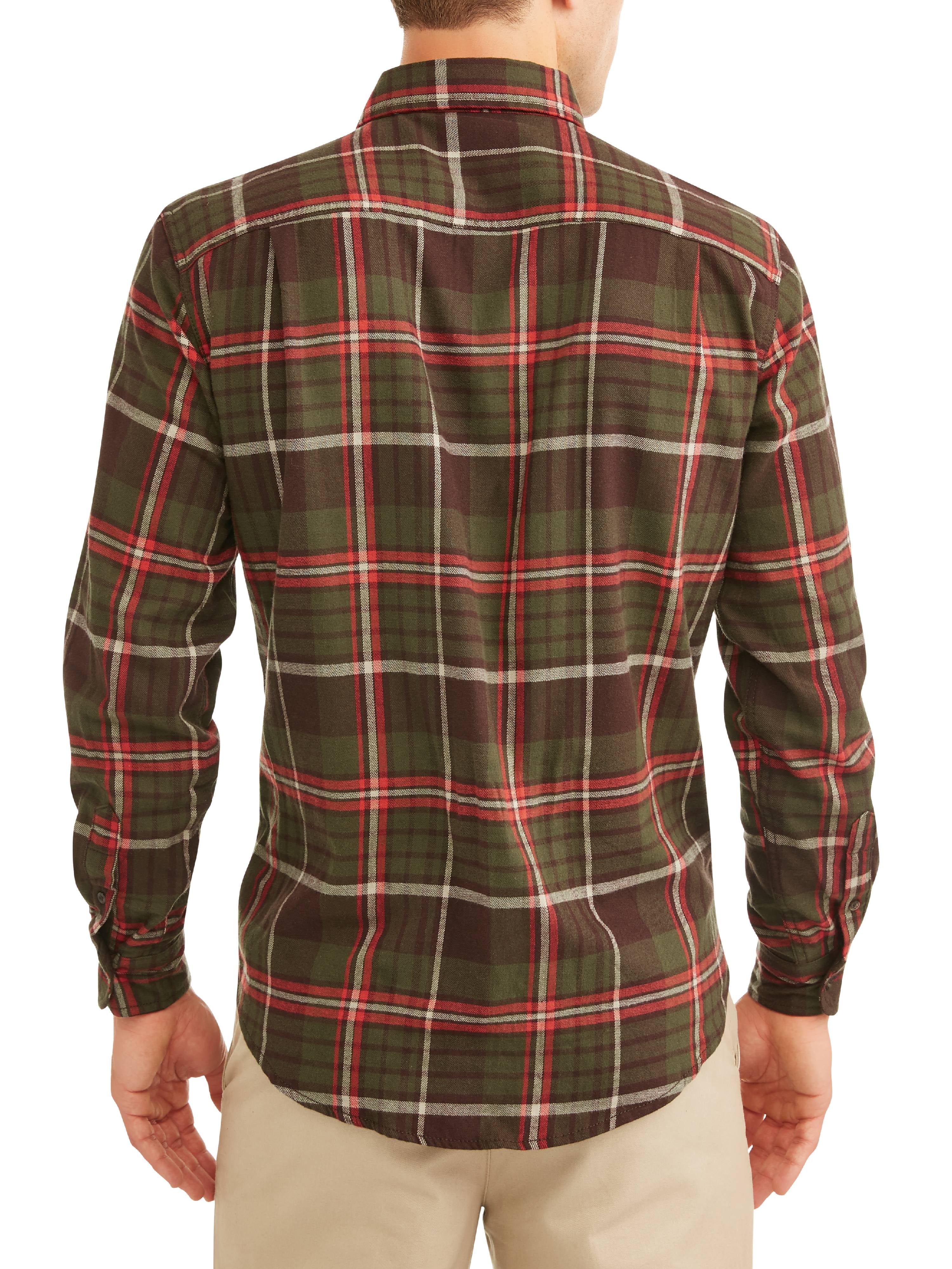 George - Men's Long Sleeve Flannel Shirt, Up To 5XL - Walmart.com