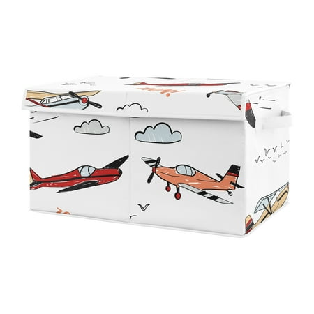 UPC: 0846480092506 | Vintage Airplane Red and Blue Storage Fabric Toy Box by Sweet Jojo Designs
