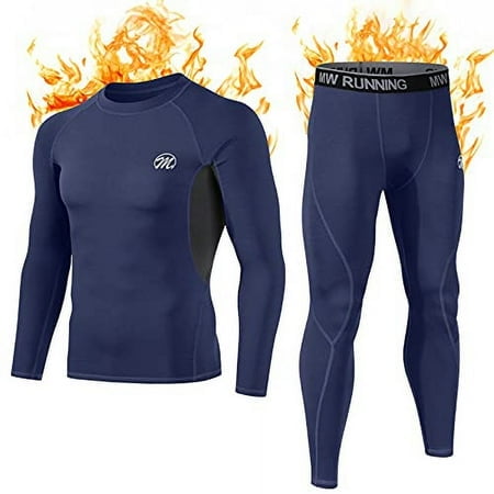 MEETWEE Thermal Underwear for Men, Winter Base Layer Set Tops & Long Johns Winter Ski Cold Weather Gear for Heat Retention Blue